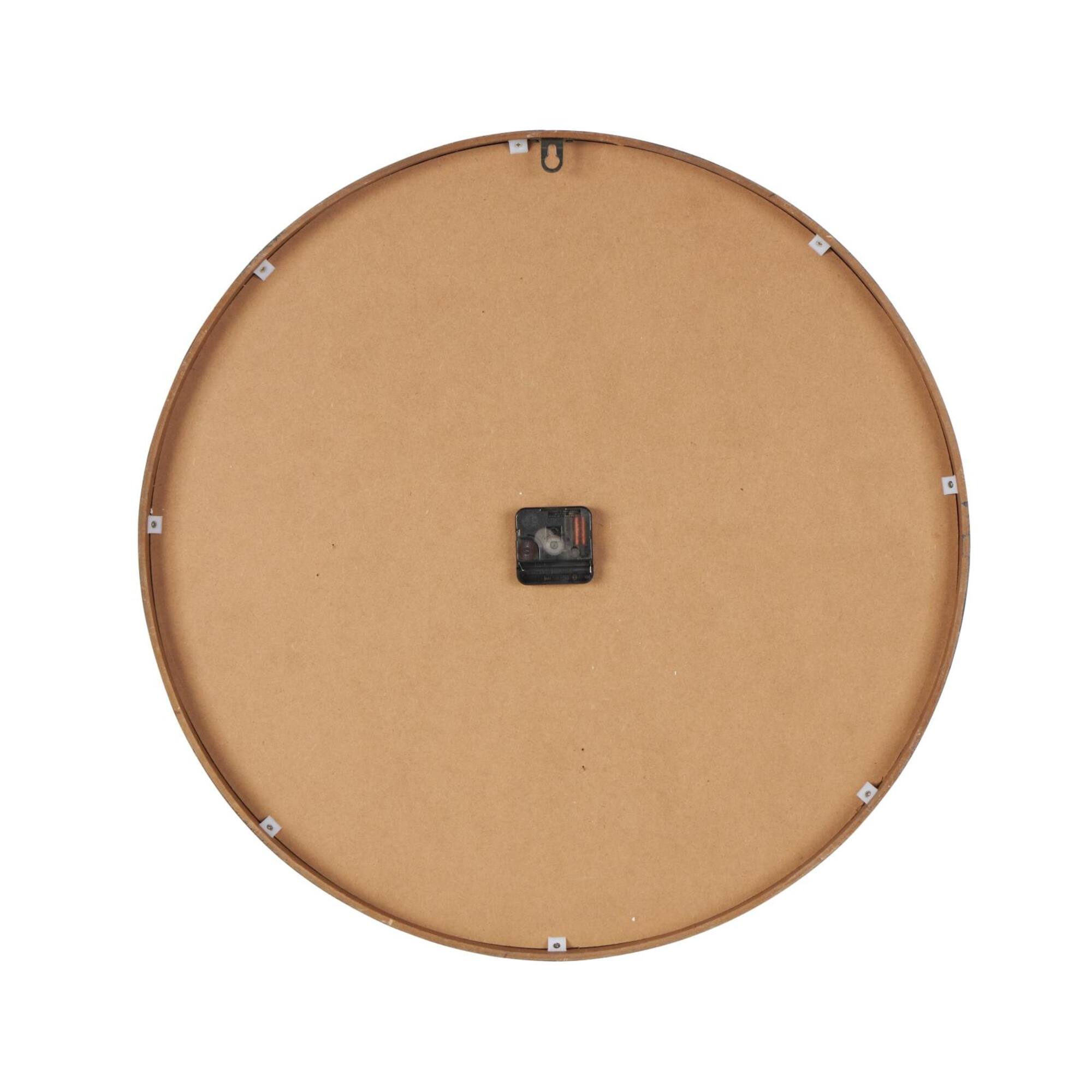 24" Light Brown Distressed Wall Clock with Black Beaded Frame